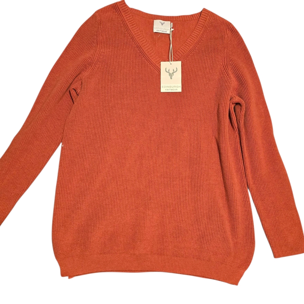 💥Women's V-Neck Sweater in Rust